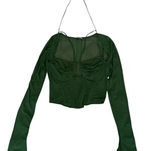 Elegant Green Long Sleeve Women's Top